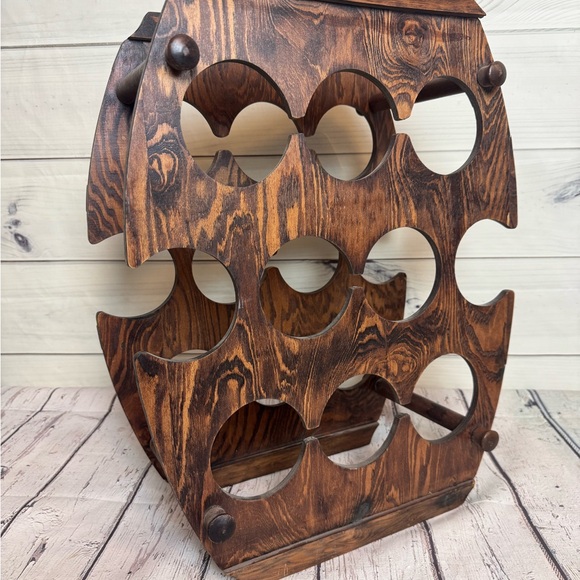 Rustic Wooden Barrel Wine Rack - Picture 3 of 5